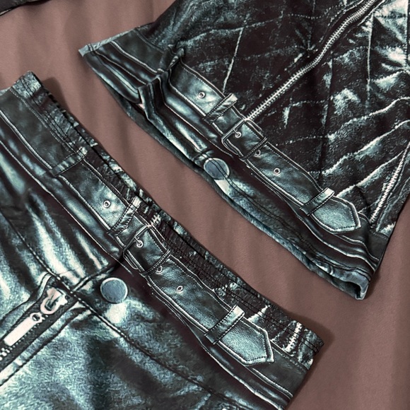 Fashion Nova Teal Spandex Printed Skirt Set - Picture 6 of 12